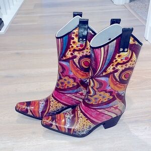Nomad Yippy Rubber Rain Boots Turquoise Monet NEW